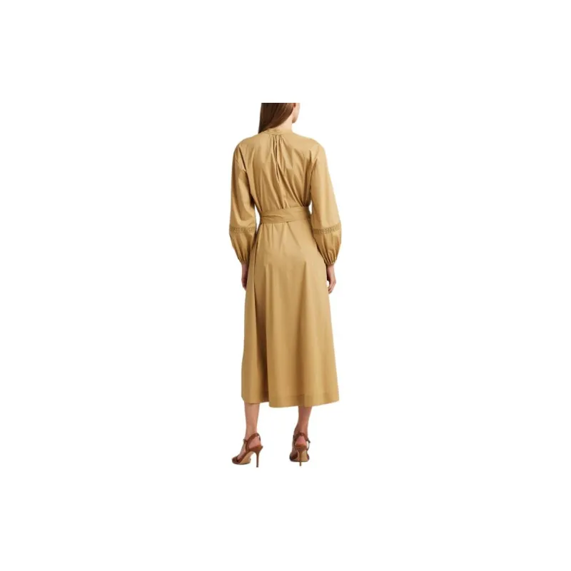 Polo Ralph Lauren SS24 Long Sleeved Dress Women's Khaki-3