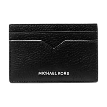 MICHAEL KORS Hudson Litchi Grain Leather Card Holder Men's Black