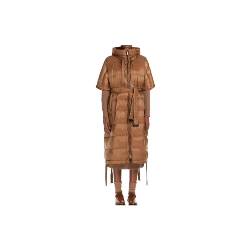 MAXMARA THE CUBE Seica Collection Long Cape In Water Repellent Canvas Cloaks Women's Caramel-1