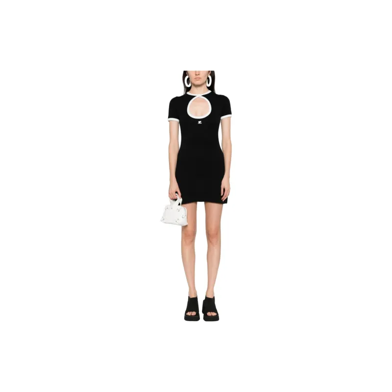Courrèges Circle Dry Jersey Mini Dress 'Black/Heritage White'-2