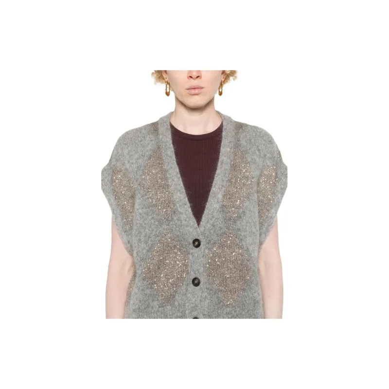 Brunello Cucinelli Sequin Embellished V Neck Cardigan-4