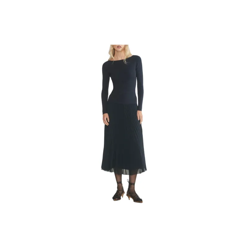 ARITZIA Wilfred New Twirl Pleated Skirt Casual Long Skirts Women's Dark Night Navy/Blackout Navy-2