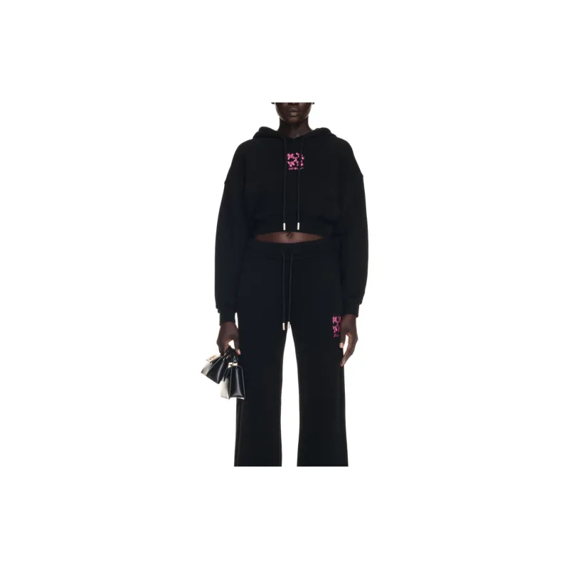OFF WHITE Logo Embroidered Cropped Hoodie-3