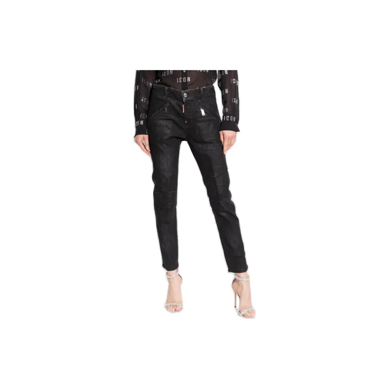 DSQUARED 2 High Waist Skinny Cut Embellished Jeans-1