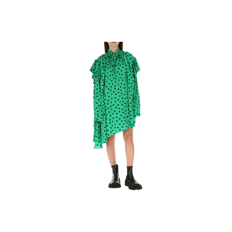 Balenciaga Long-Sleeved Dresses Women's Green-2