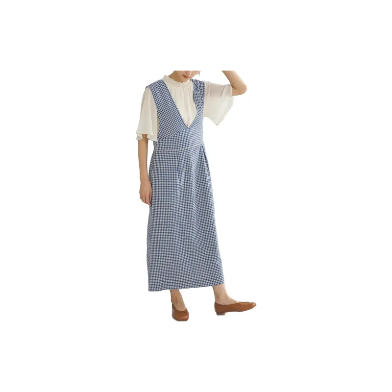 Beams Sleeveless Dresses Women's Marine Blue-3