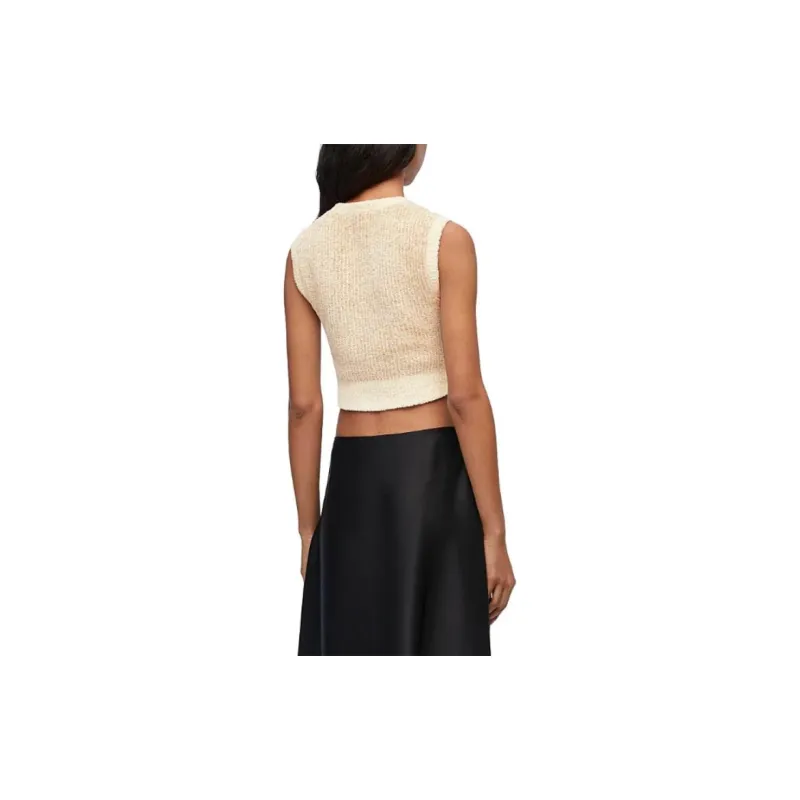 LOEWE FW23 Women's Anagram Knit Vest In Ecru/Camel-1