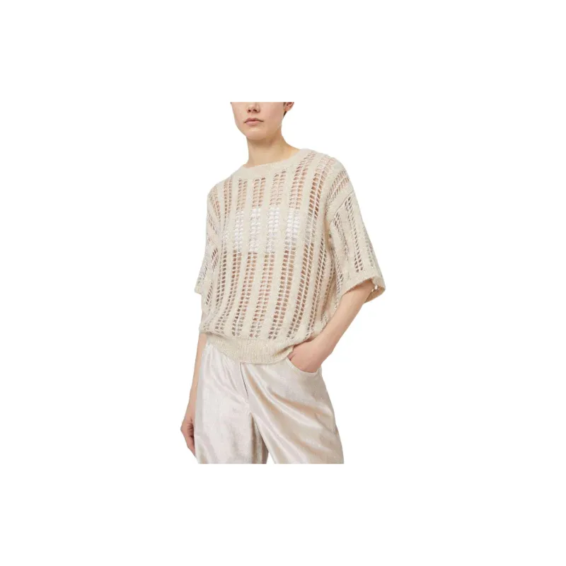 Brunello Cucinelli Short Sleeved Open Knitted Jumper-1