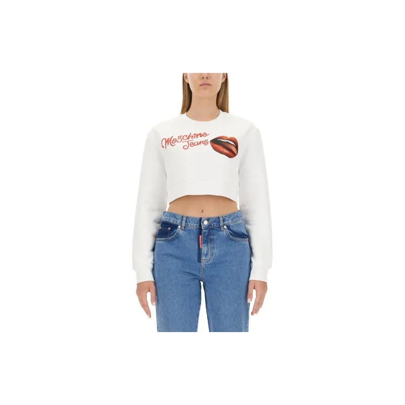 MOSCHINO Logo Printed Cropped Sweatshirt-2