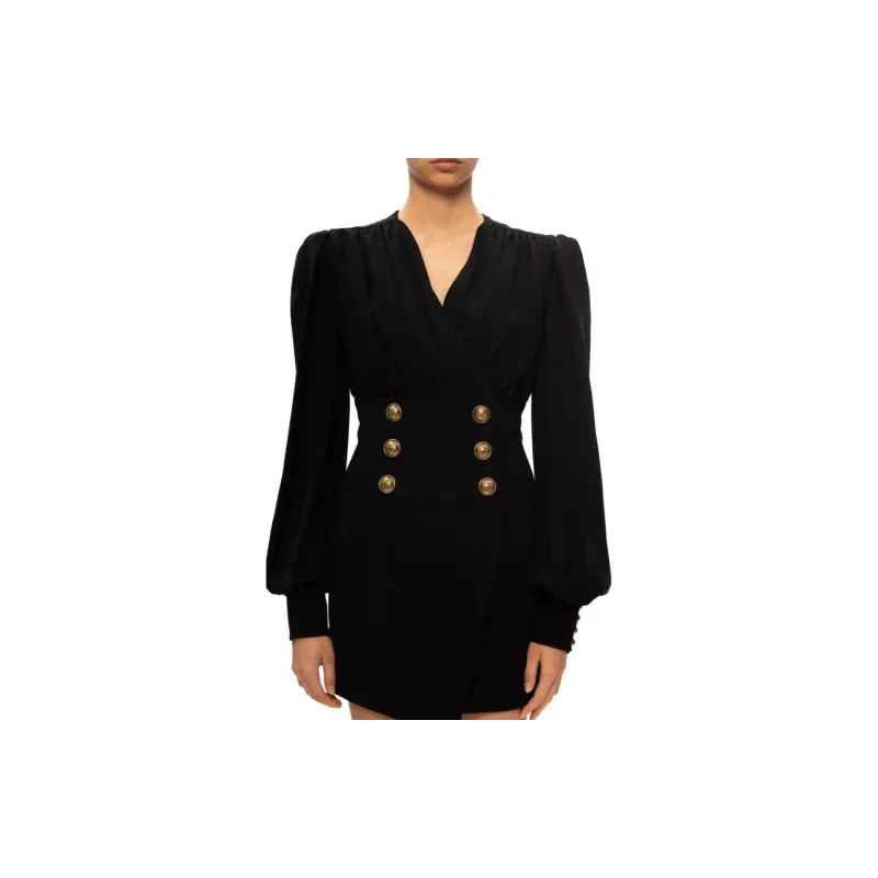 BALMAIN Long Sleeved Dresses Women's Black-1