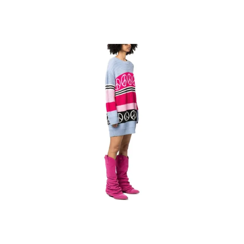 MOSCHINO Peace Sign Colour block Sweater Dress-2