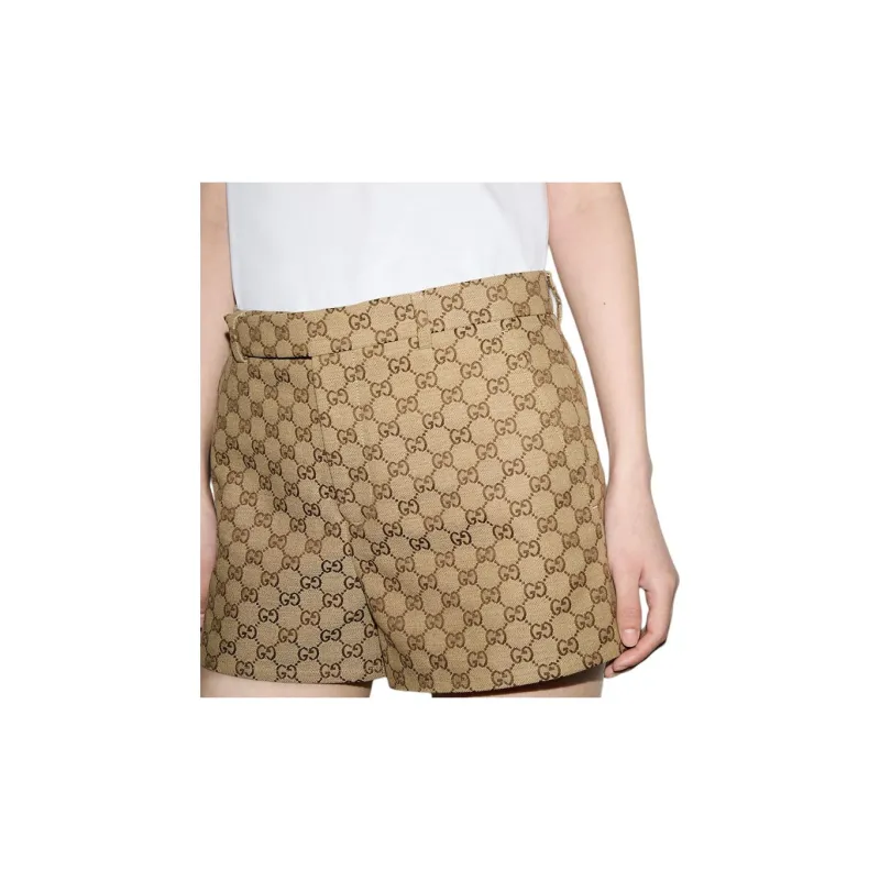 GUCCI Logo Shorts Beige And Ebony-7