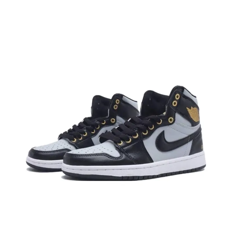 Jordan Air Jordan 1 Vintage Basketball Shoes Men High Top Black Gray-2