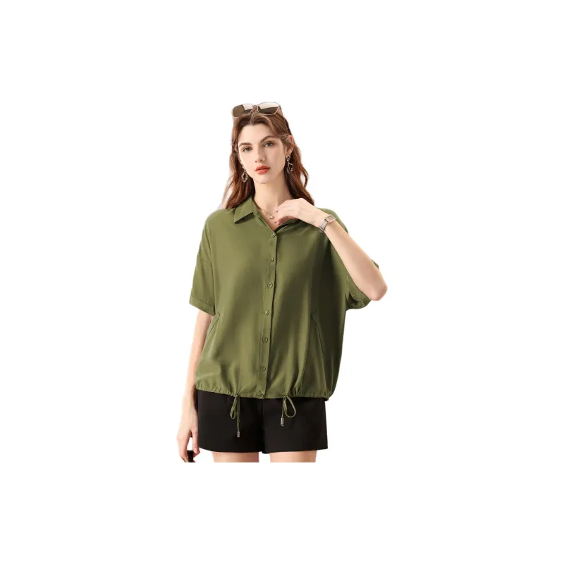 FENHONGMALI Shirt Women's Green-1