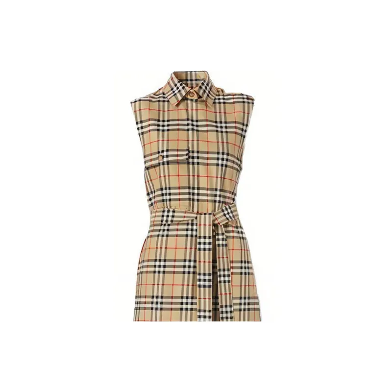 Burberry Sleeveless Dresses Women's Beige-5