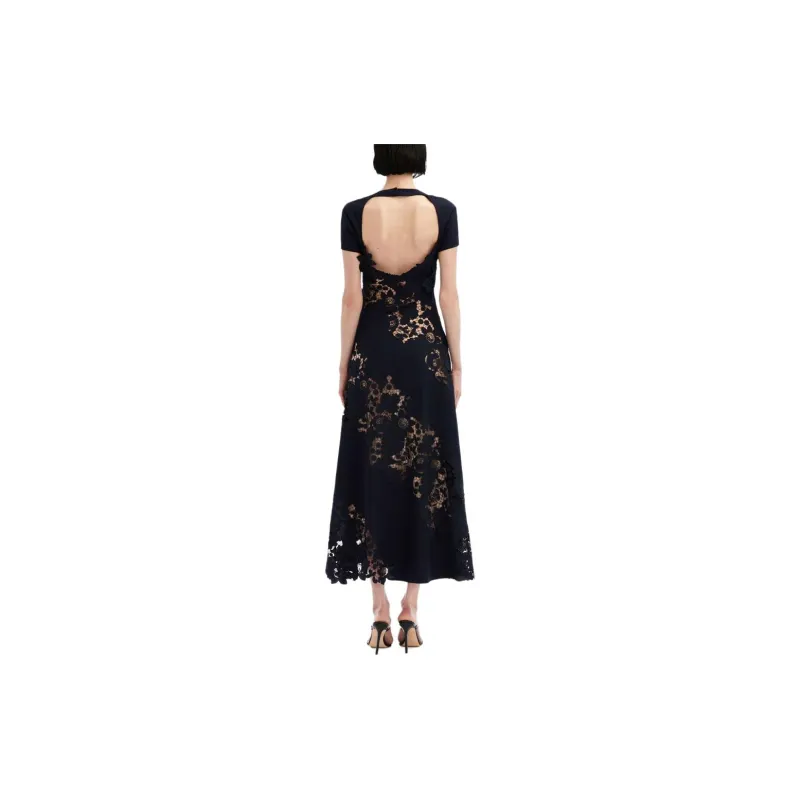 Oscar De La Renta Mixed Botanical Guipure-lace Midi Dress-1