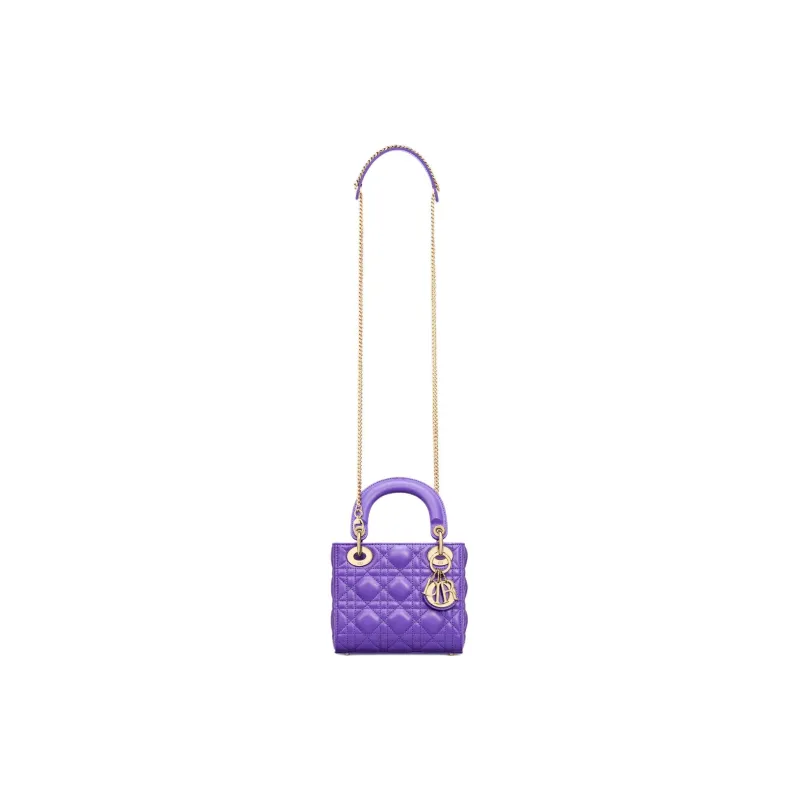 DIOR Lady Dior Lambskin Dior Bag Shoulder Bag Crossbody Bag Handbag Mini Women's Purple-1