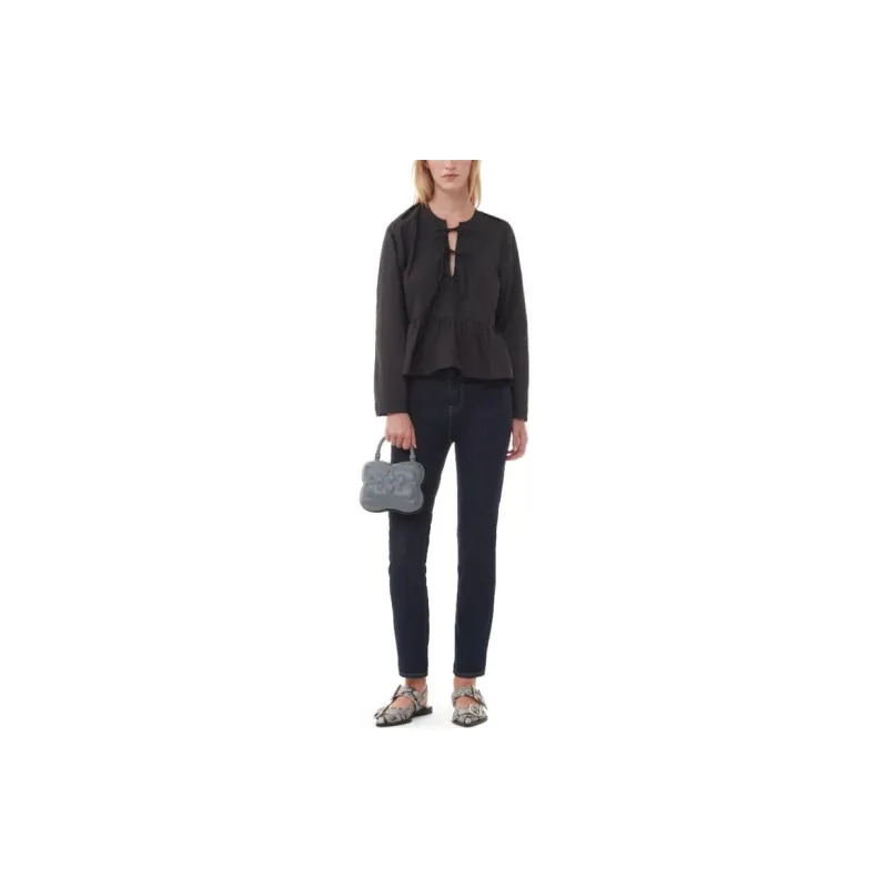 GANNI Bow fastening Organic Cotton Blouse-3