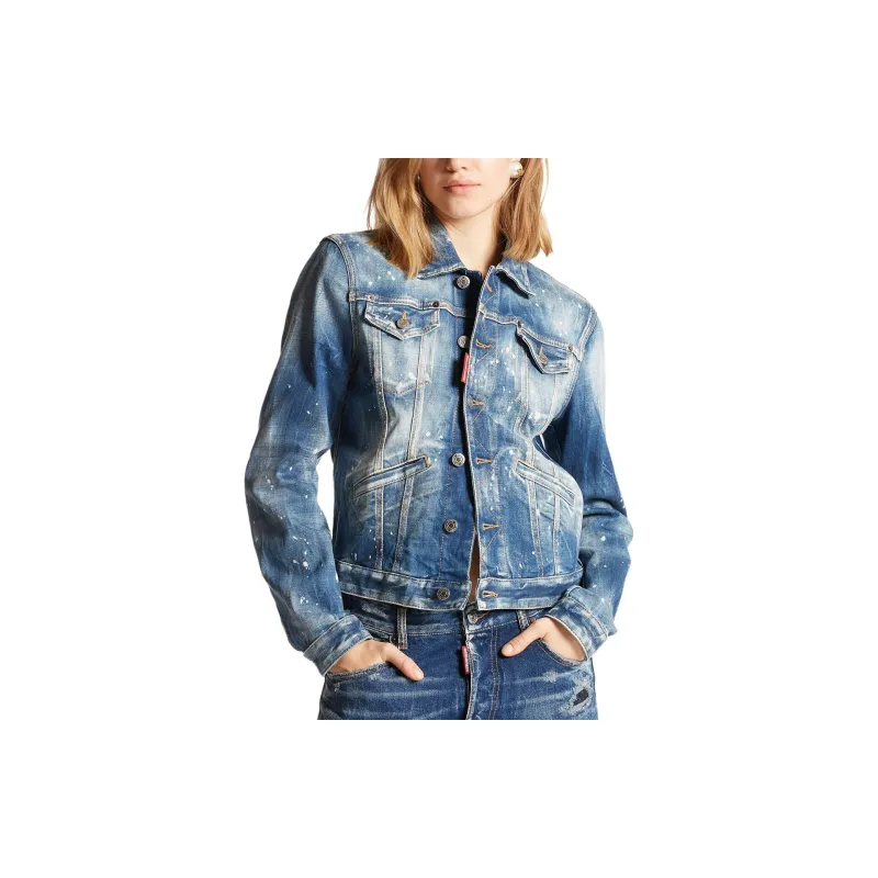 DSQUARED 2 Medium Kinky Wash Boyfriend Denim Jacket-2