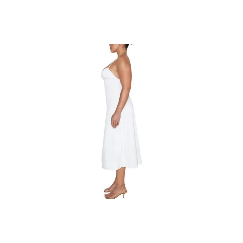 Khy SS24 DROP 007 Poplin Low Back Midi Dress Slip Dresses Women's White/White-4
