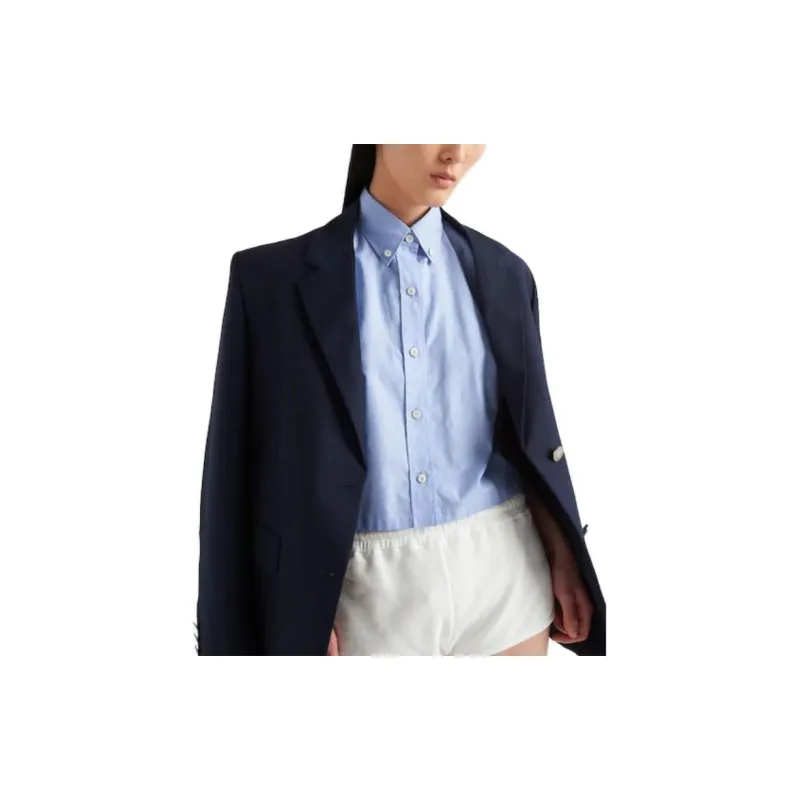 PRADA Logo embroidered Oxford Shirt-3
