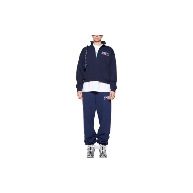 SPORTY & RICH Logo print Half zip Sweatshirt-1