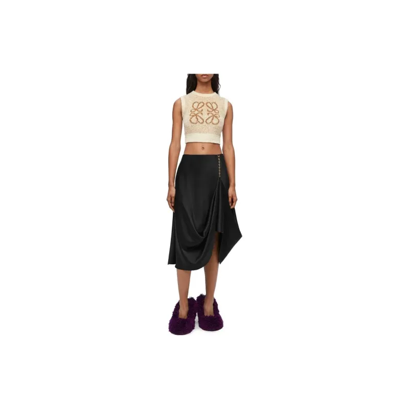 LOEWE FW23 Women's Anagram Knit Vest In Ecru/Camel-2
