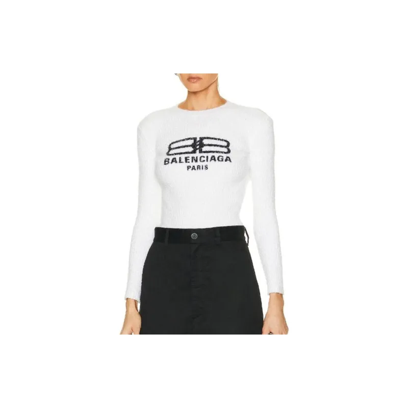 Balenciaga SS23 Sweater Regular Fit Women's White-2