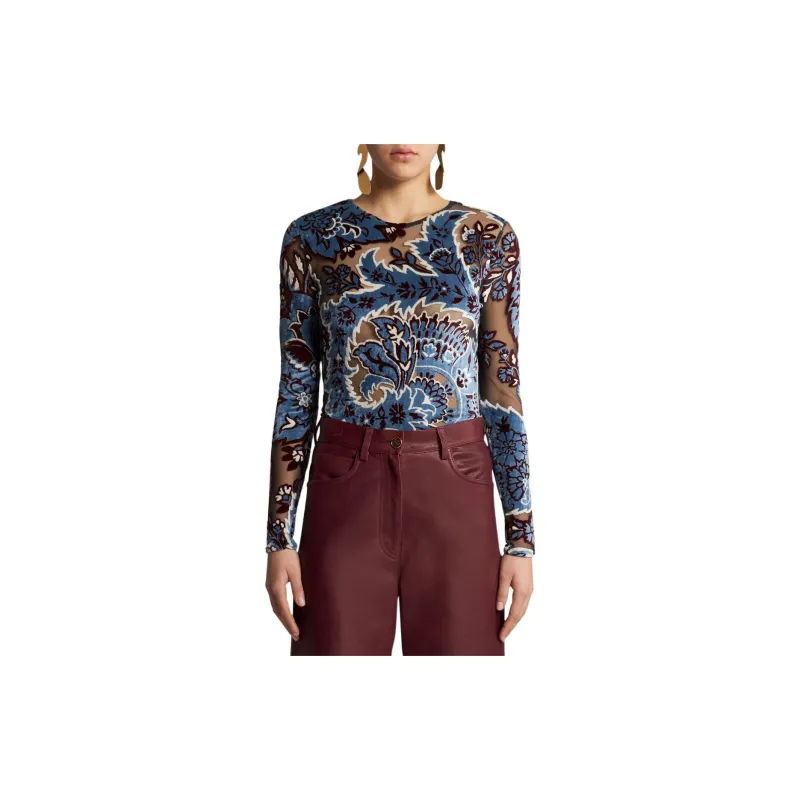 ETRO Tulle Jacquard Velvet Top-3