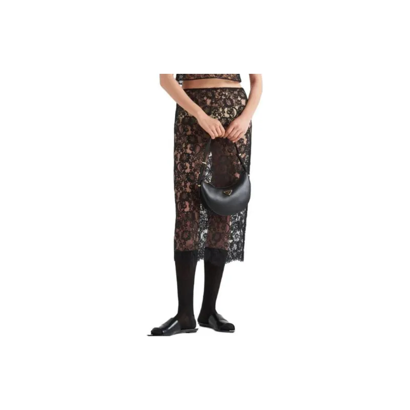 PRADA Floral-lace Midi Skirt-1
