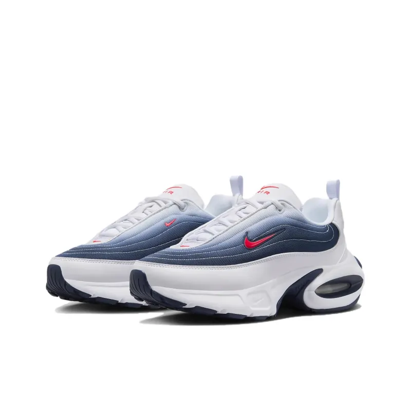 Nike Air Max Portal Anti Slip Wear Resistant Low Top Running Shoes Unisex White Blue-2