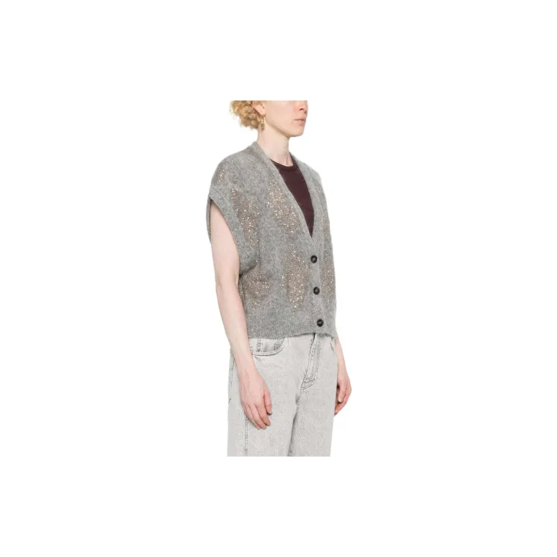 Brunello Cucinelli Sequin Embellished V Neck Cardigan-3