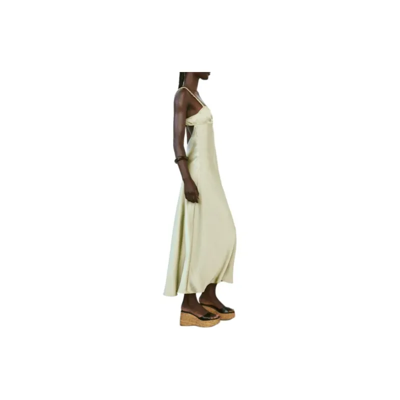 ZARA Trf Slip Dresses Women's Green-2