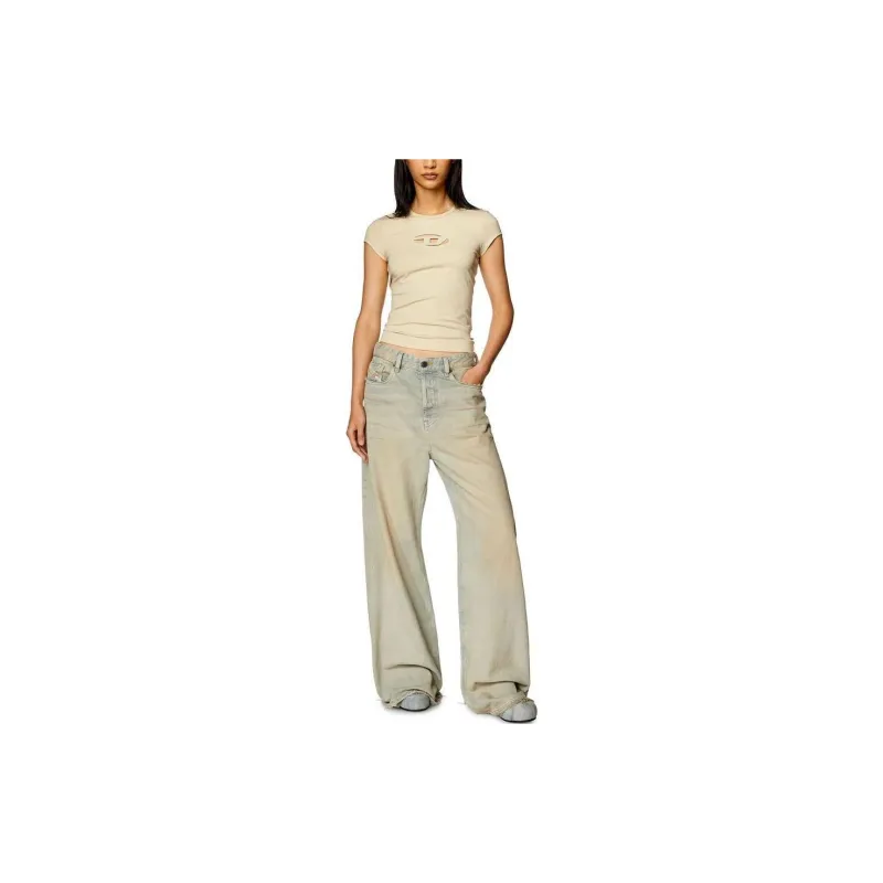 DIESEL Regular T Shirt Women's Beige Yellow-4