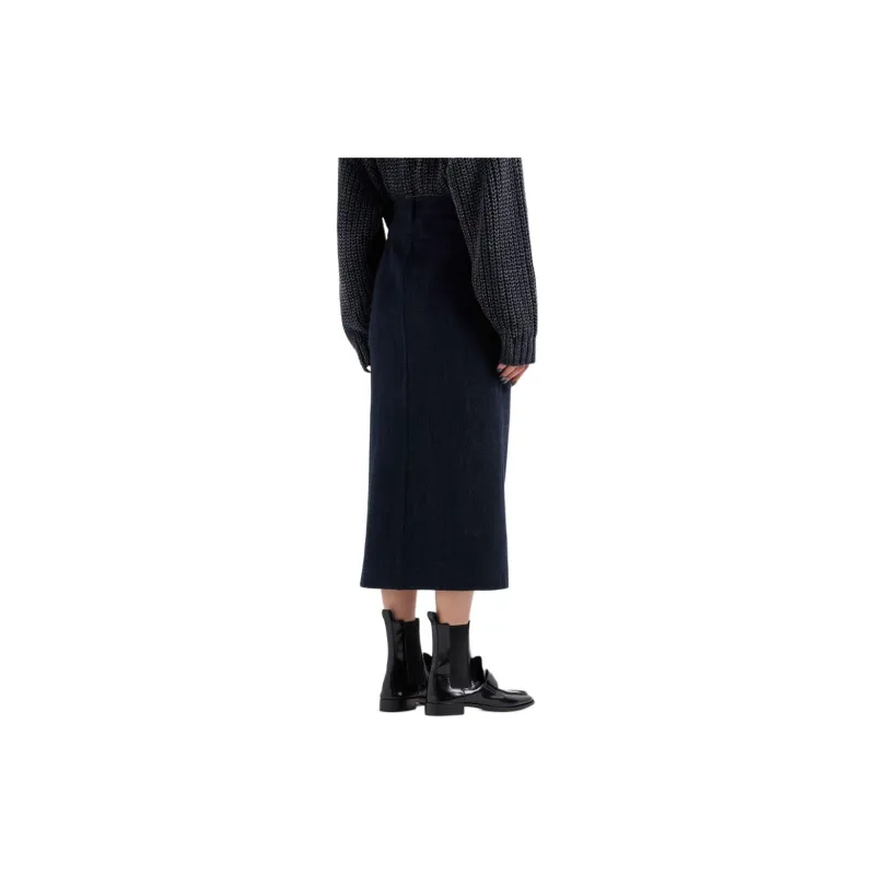 GIORGIO ARMANI High-waisted Denim Midi Skirt-2