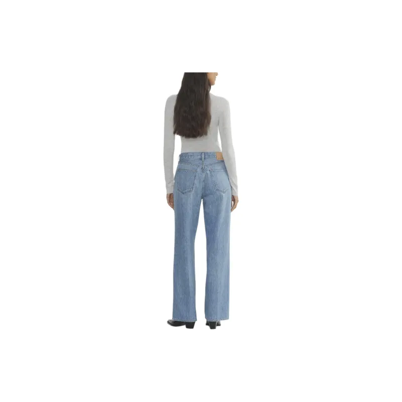 ARITZIA Denim Forum The Farrah Hi-Rise Wide Jean Jeans Women's Vintage Blue Crisscross Linen-3