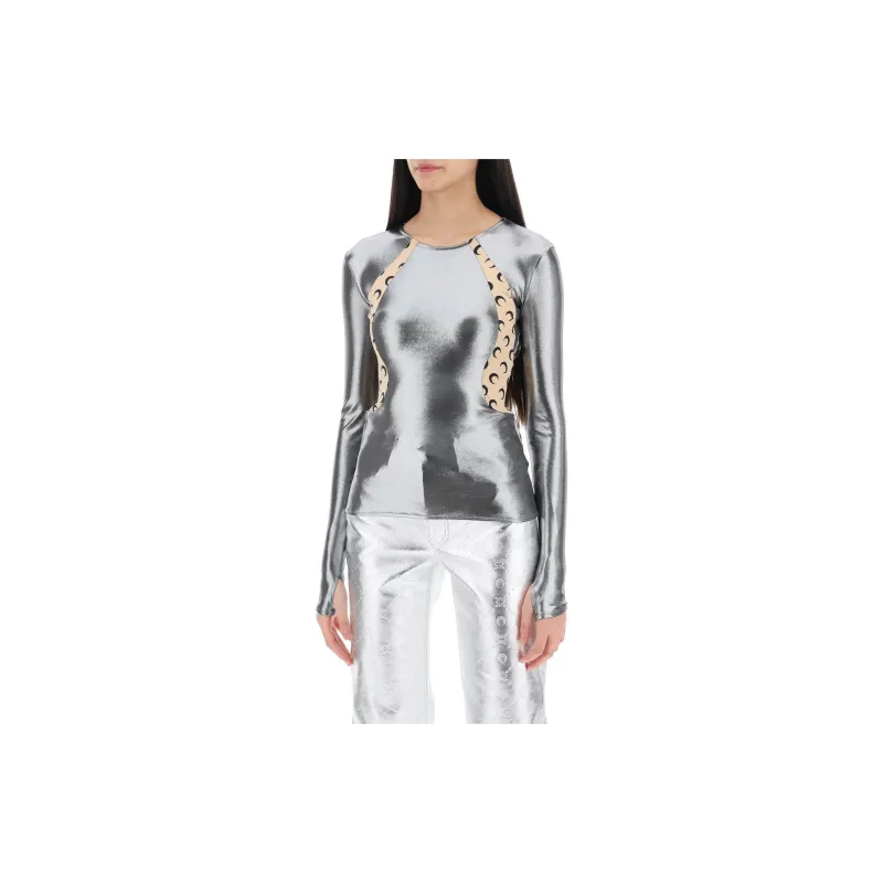 Marine Serre Crescent Moon Panelled Crewneck Jersey Top-1