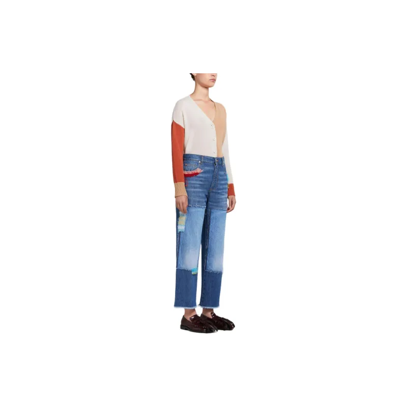 MARNI Denim-patchwork Straight-leg Jeans-3