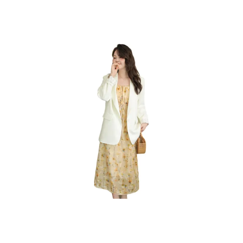 DAMABAIFENBAI Short Sleeved Dress Women's Autumn Green Yellow-3