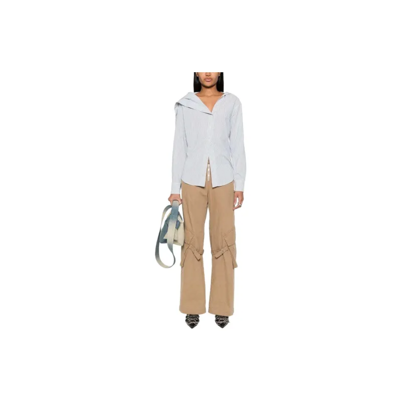 Acne Studios Stripe Detailed Off Shoulder Shirt-3