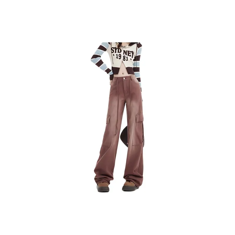 YINLEI Jeans Women's Brown-2