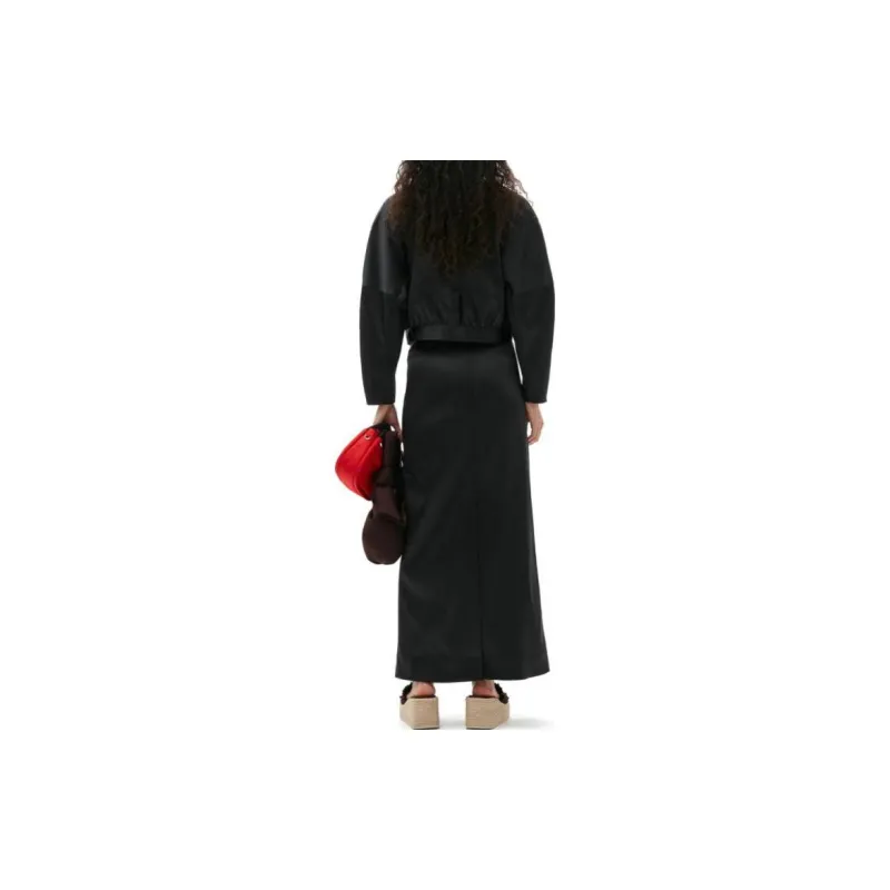 GANNI Bead Detailed Low Rise Satin Maxi Skirt-3