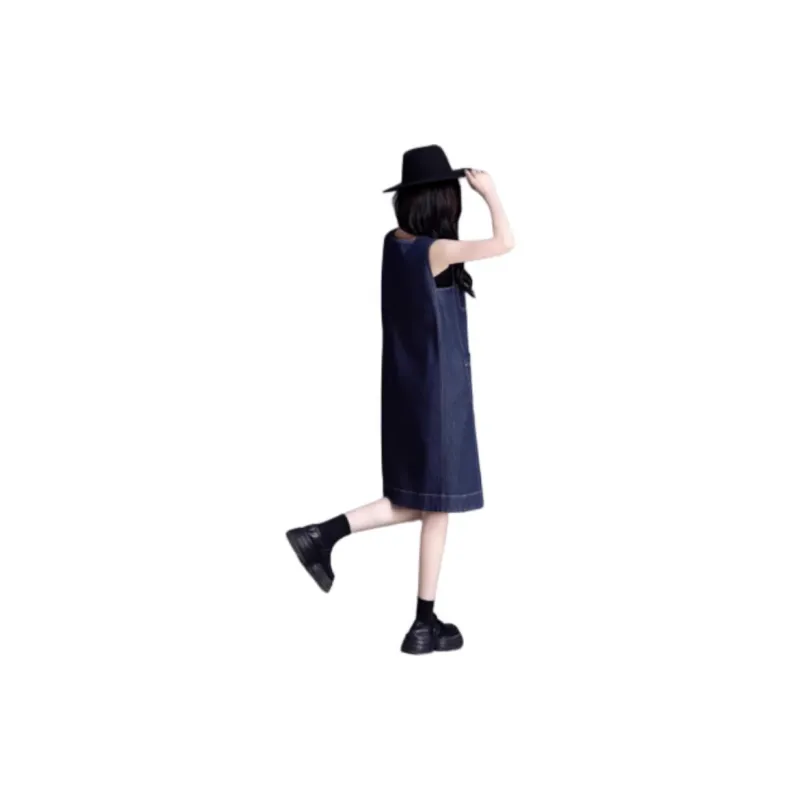 You Cow Me Pants Slip Dress Women's Dark Blue-0