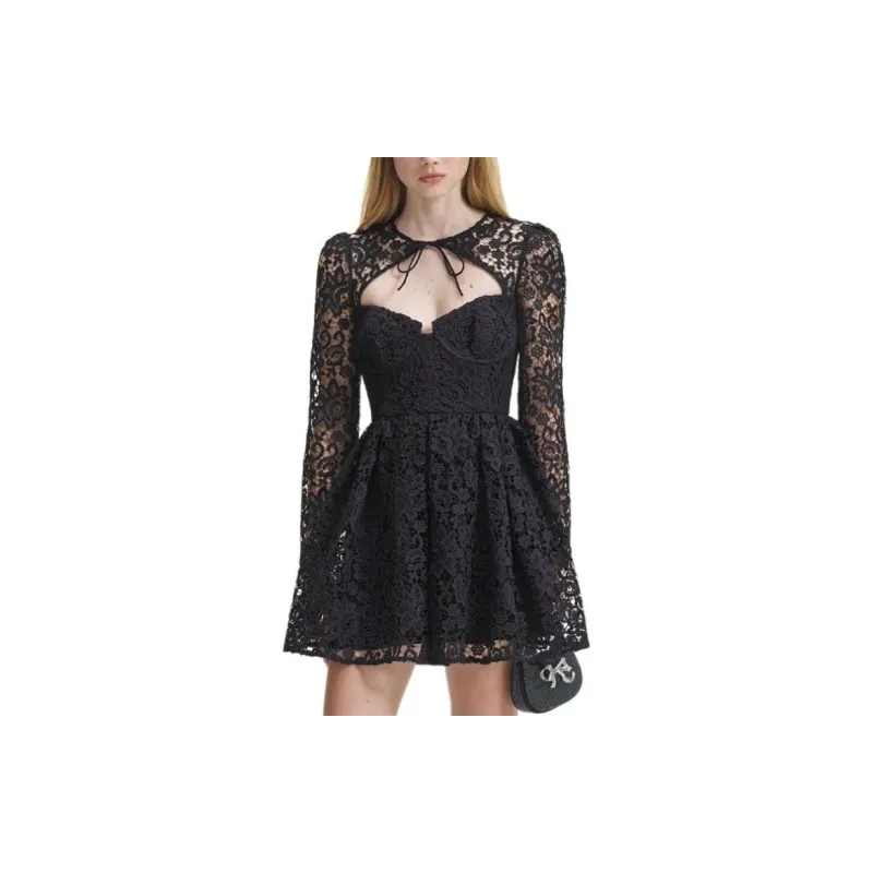 Self portrait Long Sleeved Dresses Women's Classic Black-2