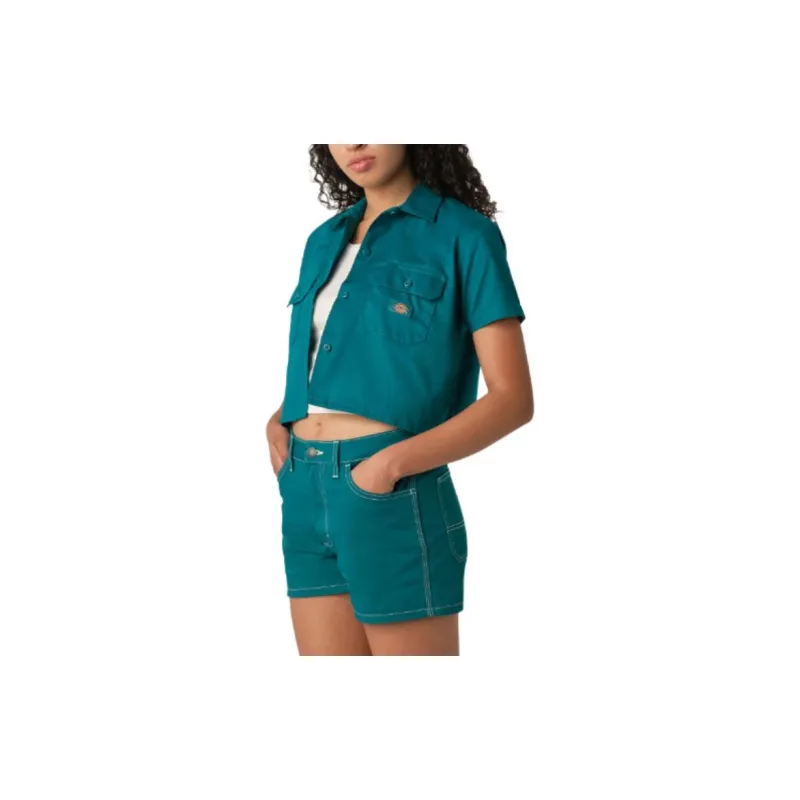 Dickies Crop Tops Women's Dark Lake Green-2