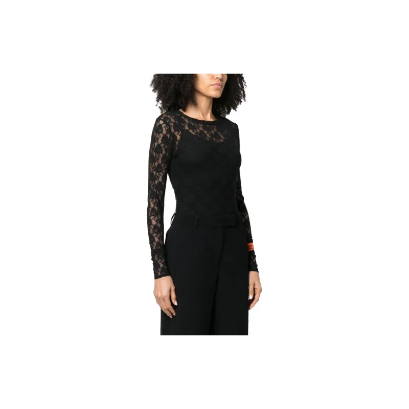 HERON PRESTON Sheer Lace Bodysuit-3