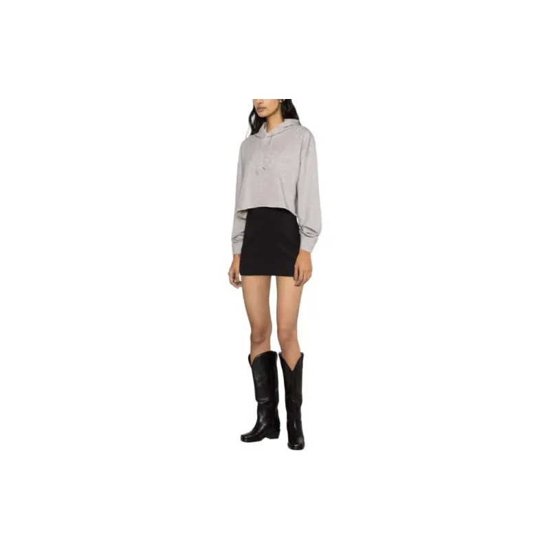 GANNI Logo Embroidered Drawstring Cropped Hoodie-3