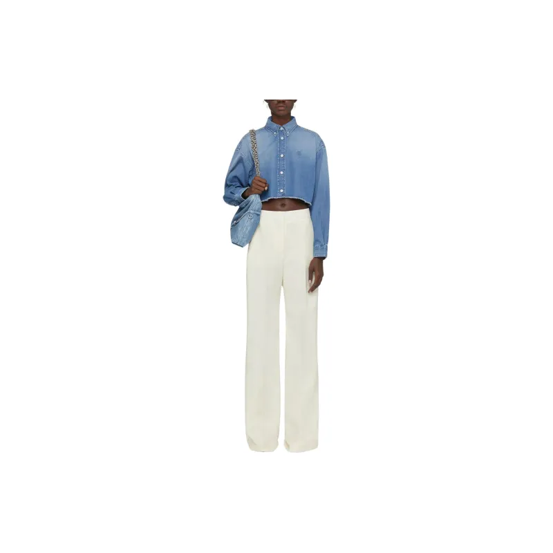 Givenchy 4G Embroidered Denim Cropped Shirt-3