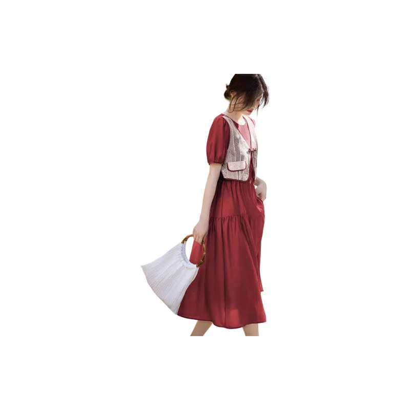 XWI SS24 Short Sleeved Dress Women's Maroon-3