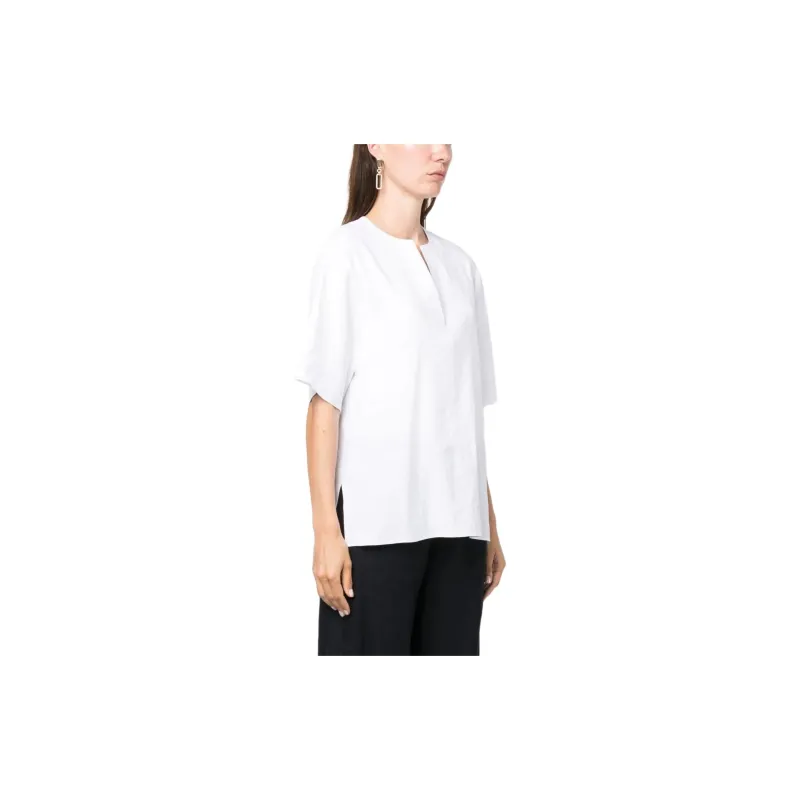VINCE Split neck Short sleeved Blouse-2
